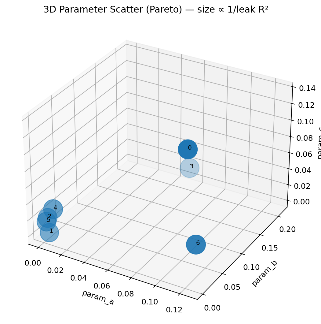 3D parameter scatter on Pareto set